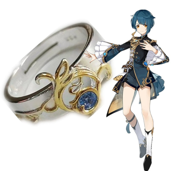 Game Genshinin and Impact Xingqiu Rings Cosplay Unisex Adjustable Ring Jewelry Props Accessories Gift Suit