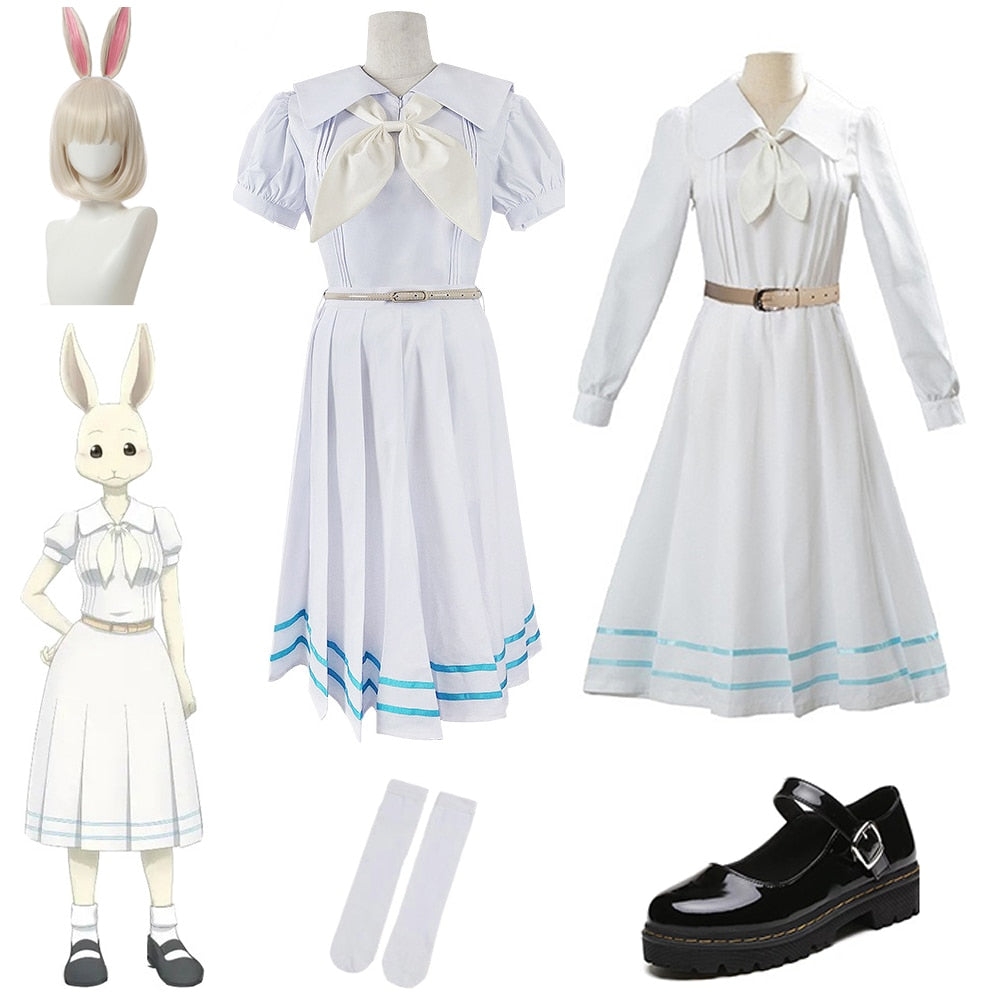 Anime Beastarsrs Haruru Cosplay Costume White Dress White Rabbit Harur ...