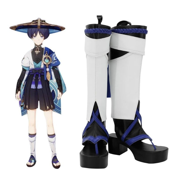 Genshing and Impacts Wandererer Shoes Cosplay Costume for Women Men Party Scaramouchehe Cosplay Boots Shoes PU Leather Halloween Props