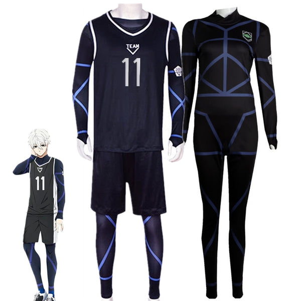 Cosplay Anime Blue cos Lock Nagigi Seishiroro Costume Black Jersey Jumpsuit Football Bodysuit Halloween Christmas Outfits Party Clothes