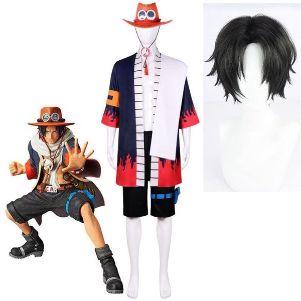 One Anime Piece Portgas D Ace Cosplay Costumes Kimono Halloween Costumes Suit Wig Clothing Role Playing Party Uniform