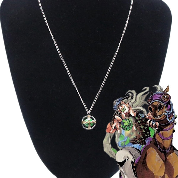 Anime JoJo's Bizarre Adventure Steel Ball Run Necklace Cosplay Unisex Pendant Gyro Julius Caesar Zeppeli Choker Jewelry Prop