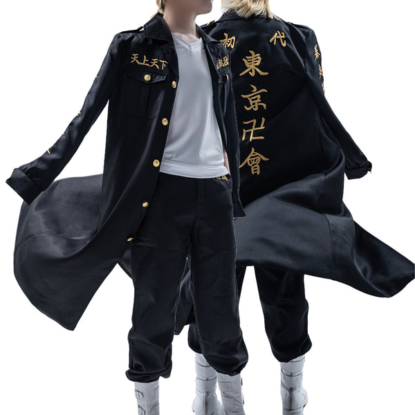 Tokyo Manji Gang Cosplay Anime Kostüm Stickerei Stil Draken Vizepräsident Kapitän Langarm Uniform 3PCS Sets