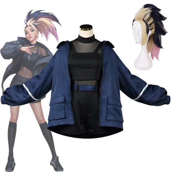 LOLs KDAda Akalili Cosplay Costume The Rogueue Assassinin Sexy Akalili Cosplay Clothes Jacket Women Halloween Full Set