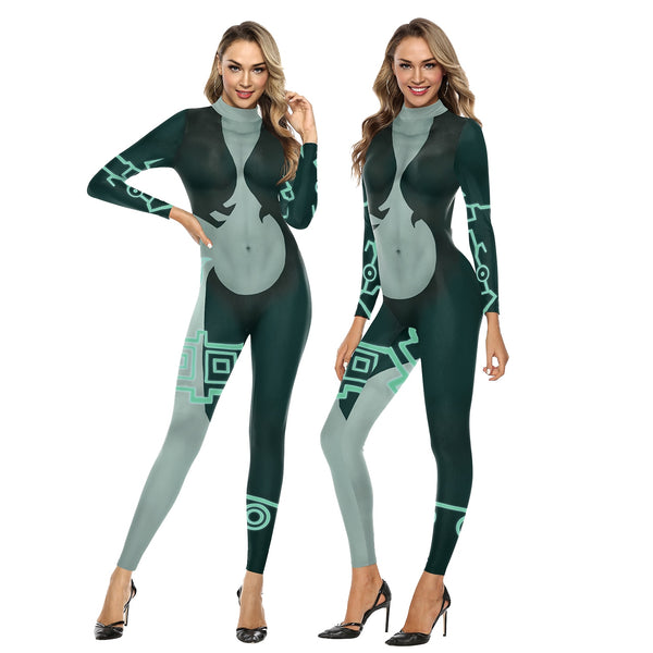 Halloween Party Sexy Slim Jumpsuit Catsuit 3D Digital Printing Cosplay Costume Women Spandex Zentai Bodysuits Jumpsuits