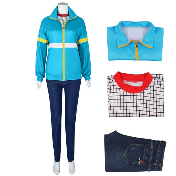 Stranger Cos Things Season 4 Cosplay Costumes Max Mayfield Mike Eleven Lucas Hell Fire Club Uniform Blue Sweater Jeans Plaid Shirt