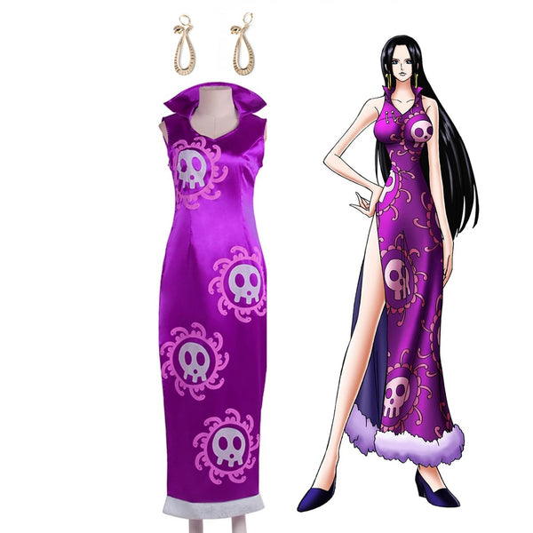 Anime ONE C PIECE Boa Hancock Cosplay Costumes Purple Dress Women Girl Halloween Christmas parties Fancy suit
