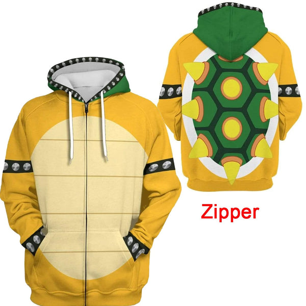 Bowser/3D Print Zipper Hoodie Women/Men Hoodie Sweatshirt Kids Streetwear Hip Hop Cosplay Zipper Jacket Outerwear Coat