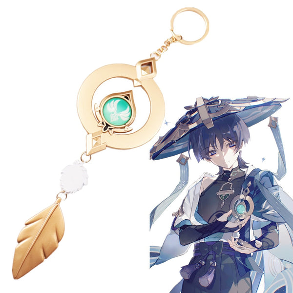 Game Genshin Impact Cosplay Scaramouche Wanderer Element God's Eye Jewelry Keyring Prop Pendant Choker Keychain Key Ring Gift