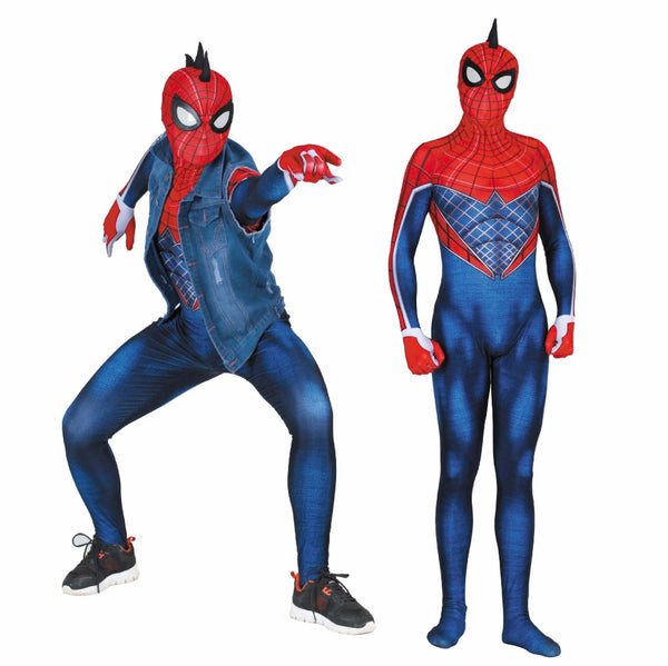 Movie 3D Digital Punk Cosplay Spider man Bodysuit Costume Adult Children Christmas Carnival Party Spiderman Uniform JumpSuit Suit