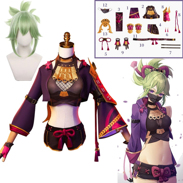 Anime Game Genshing and Impacts Full Cosplay Costume Kukiki Shinobubu Full Ninja Women's Carnival Party Costume Full Set Cosplay Costumes