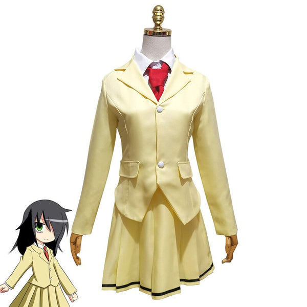 Women Girls Lovely Yellow Jk Skirt Uniform Anime WataMotete Tomokoko Kurokiki Cosplay Costume Outfits Halloween Carnival Party Suit