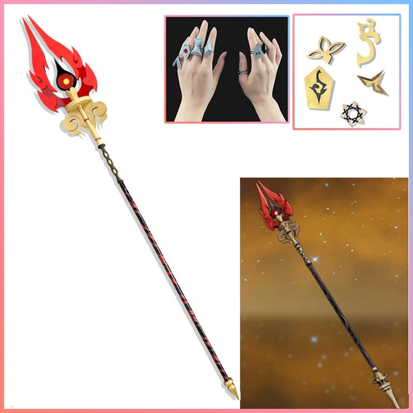 Genshin Impact Weapon Staff of Homa Hu Tao Cosplay Props Zhongli Stage Performance Props Non-destructive Can Pass Security