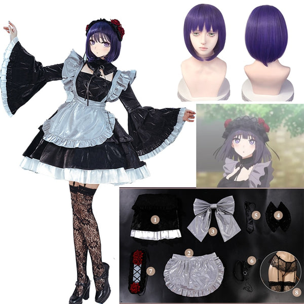 Anime Marin K Kitagawa Maid Cosplay Kuroe S Shizuku Costume Lovely Lolita Black Maid Dress Halloween Carnival Uniform Suit 2022 NEW