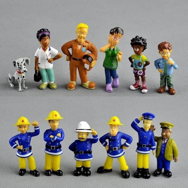 12pcs/Set Cartoon Movie Fireman Sam Action Figure Toys PVC Model Dolls Birthday Gifts for Children