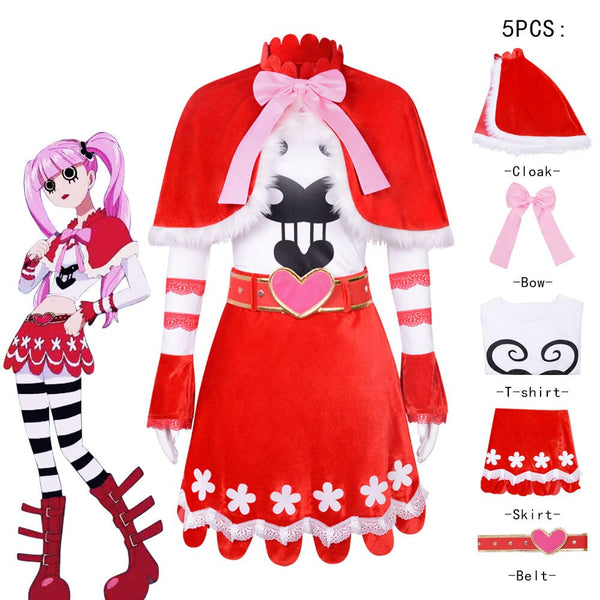 Anime Cosplay One cos Piece Perona Cosplay Costumes  Red Dress Set Clothing Women Fancy Party Halloween Suit