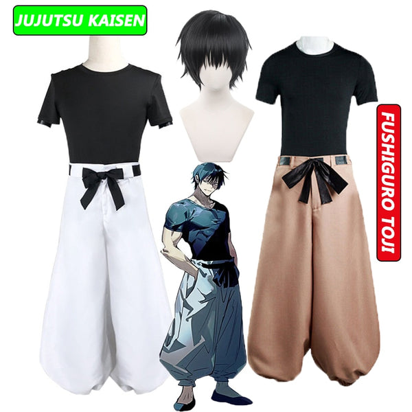 Anime Jujutsu cos Kaisen Fushiguro Toji Cosplay Costume Aldult Unisex Pants Wig Halloween Rave Combat Fushiguro Cosplay Costumes