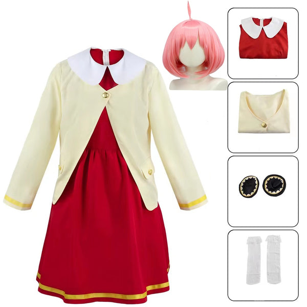 Anime Kawaii Anya Forger Cosplay SPY X FAMILY Yor Forger Daughter Süßes Kostüm für Mädchen Anya Dress Party Kawaii Outfit