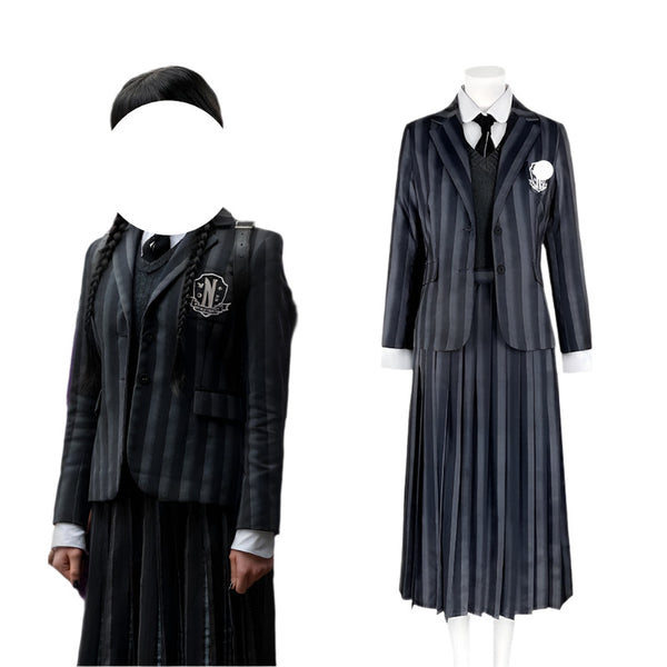 Series Wednesdays Cosplay Addamsms Cosplay Costumes Schoolgirl Nevermores College School Uniforms Suit Halloween Uniform Party