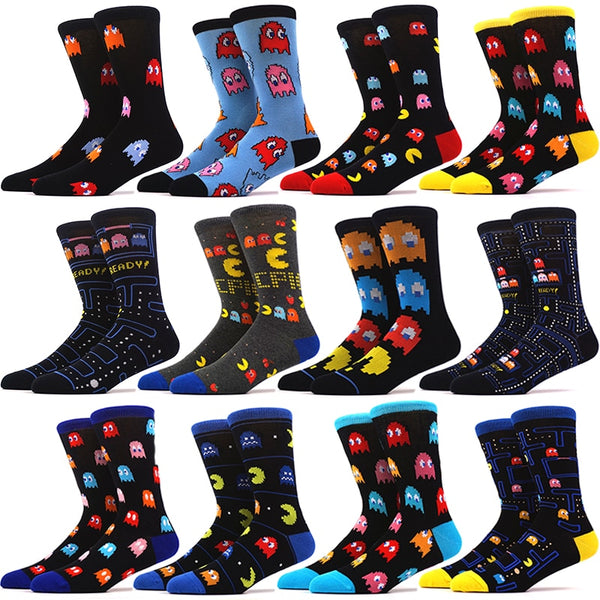 New Funny Cartoon Anime Pac-Man Print Socks Personalized Fashion SOCKS Men Women Breathable Cotton Hip Hop Sock Gifts for Men