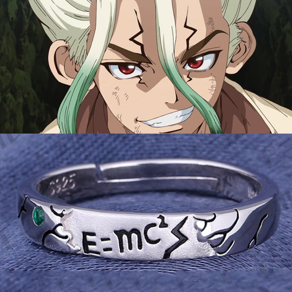 Anime Dr.Stone Ring Ishigami Senkuu Cosplay Unisex Adjustable Opening Rings Jewelry Props Accessories Gifts