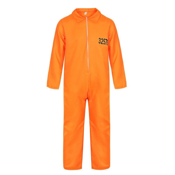 Escaped Prisoner Costume Prisoner Jumpsuit Orange Prison Inmate Halloween Cosplay Costumes