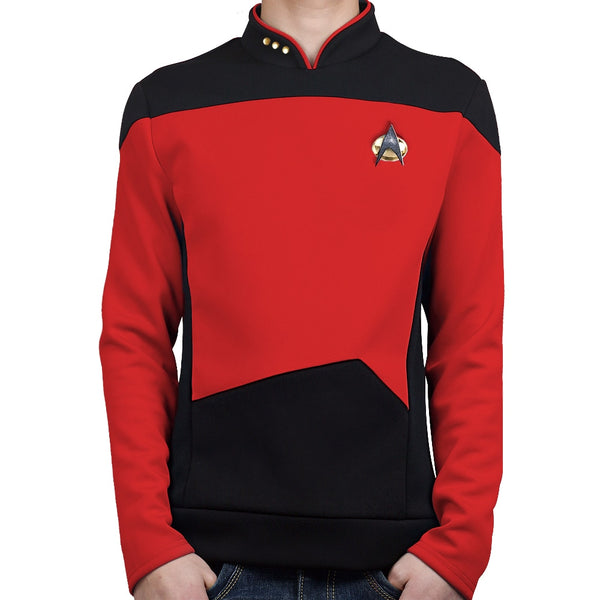 Star TNG The Next Generation Trek Red Shirt Uniform Cosplay Kostüm für Männer Mantel Halloween Party Prop
