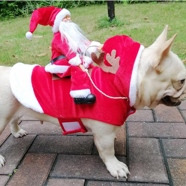 Christmas Dog Clothes Santa Dog Costumes Funny Pet Outfit Riding Holiday Party Dressing Up Clothing For Small Medium Large Dogs