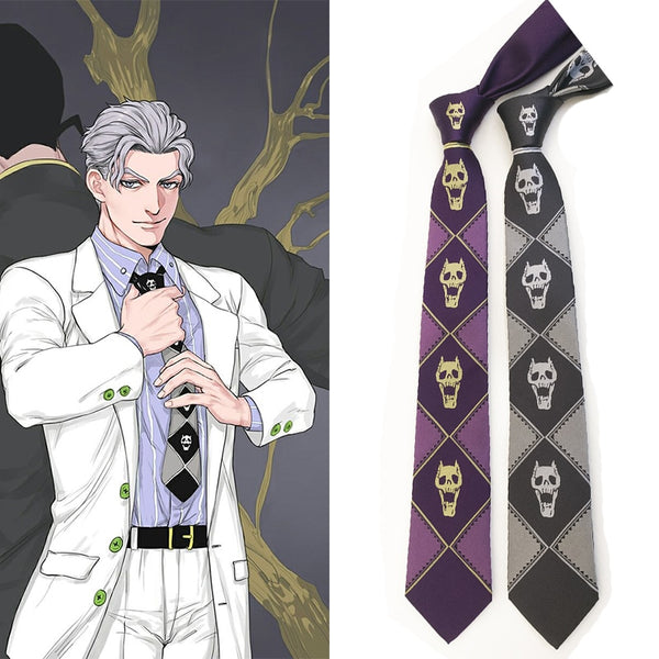 7cm Width Anime JoJoS Bizarrere a Adventure Cosplay Tie JOJOs Neck Tie Killer Queen Kirara Yoshikagege Cosplay Accessories Skull Necktie