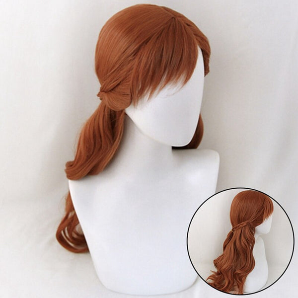 Annana Cosplay Wig Princess Braid Wigs Hair Long Brown Wave Cosplay Wig
