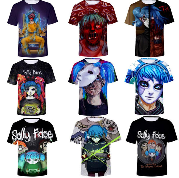 Sally Face Game Halloween Party Xmas Funny 3D Cosplay T Shirt