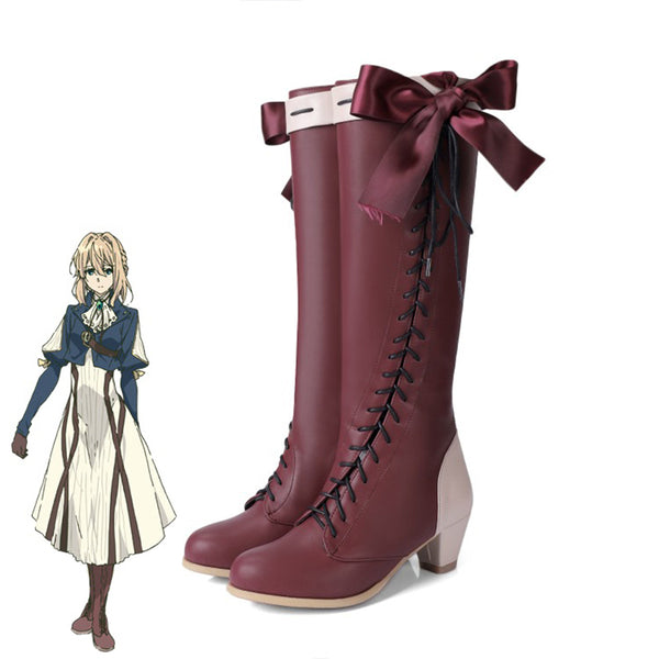 New Anime Violetet Evergardenen Cosplay Shoes Violetet Evergardenen Boots Zipper-up Halloween Carnival Party Shoes for Women Size 35-45