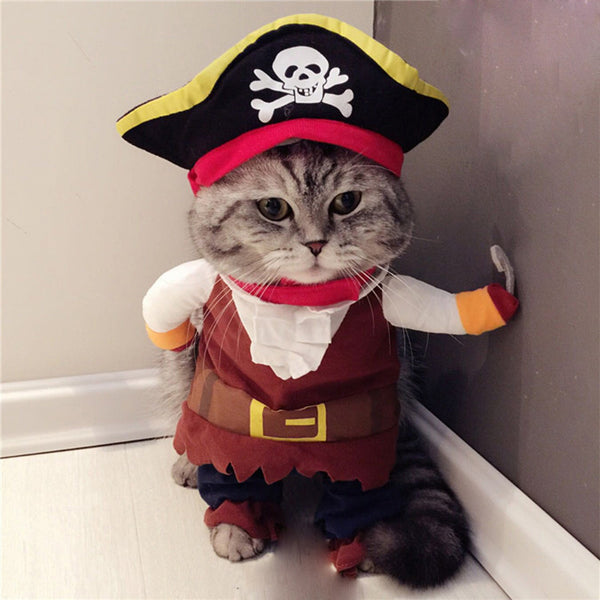 Funny Cat Costumes Pirate Suit Cat Clothes Kitty Kitten Corsair Halloween Costume Puppy Suits Dressing Up Party Clothes For Cats