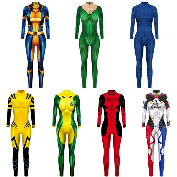Superhero Raven Darkholme Mystique Cosplay Costume 3D Print X cos Men Superhero Halloween Zentai Suit for Adults