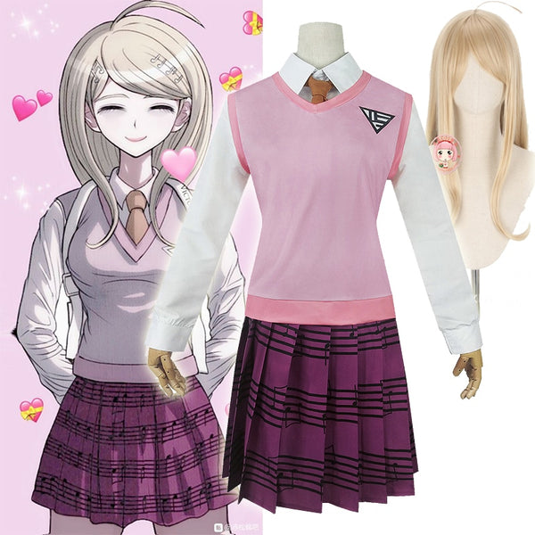 New Danganronpapa V3 COSPLAY Akamatsusu kaedede costume Women's uniform Anime Shirt / Vest / skirt / socks/Wigs JK school uniform