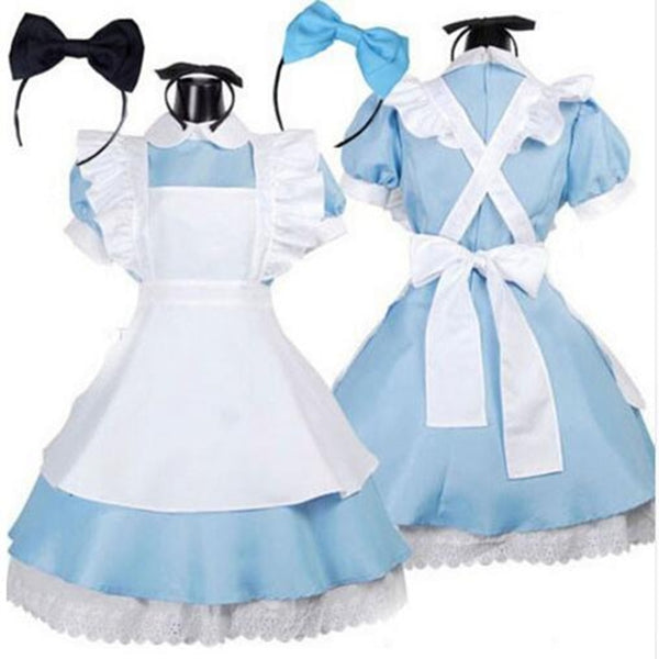 Halloween Frauen Erwachsene Anime Alice Adventure Blue Partykleid Alice Dream Frauen Sissy Maid Lolita Cosplay Kostüm