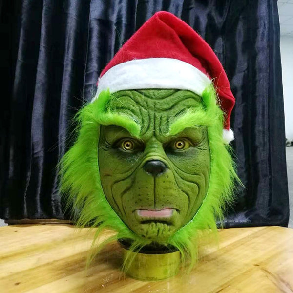 Funny Geek Stole Christmas Cosplay Party Mask Santa XMAS Full Head Latex Mask