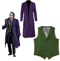 Heath Ledger Cosplay Suit Halloween mens Movie The Dark Knight Joker Costume Purple Jacket Full sets