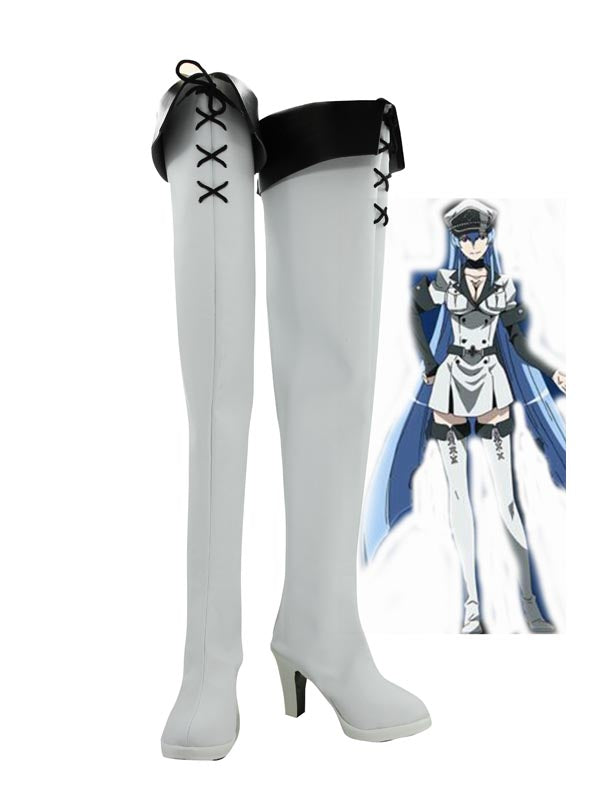 Akame Ga Kill! General Esdeath White Cosplay Boots Shoes Women High Heel Shoes Cosplay Costume Party Shoes Custom Made Boots
