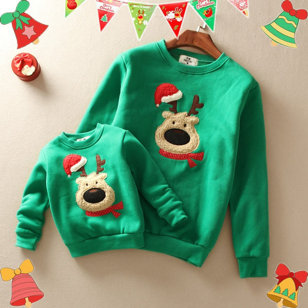 2021 High Quality Christmas Adult Kids Pajamas Mom and Daughter Family Match Santa Claus Elk Sweaters Xmas Sweatshirt Outfits