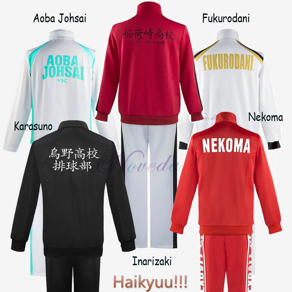Haikyu Cosplay Jacket Anime Volleyball Sportswear Karasuno Nekoma Aoba Johsai Fukurodani Inarizaki High School Uniform Costume