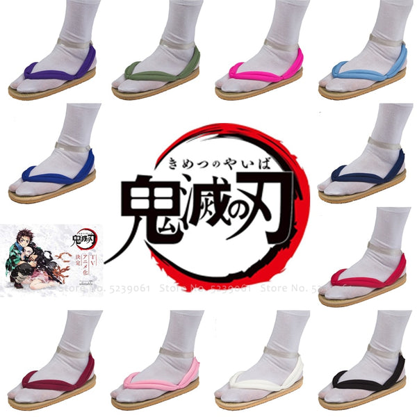 Erwachsene Kinder Demon Slayer Kimetsu No Yaiba Anime Cosplay Schuhe Kamado Tanjirou Nezuko Sandale Geta Clogs Agatsuma Zenitsu Flip Flop