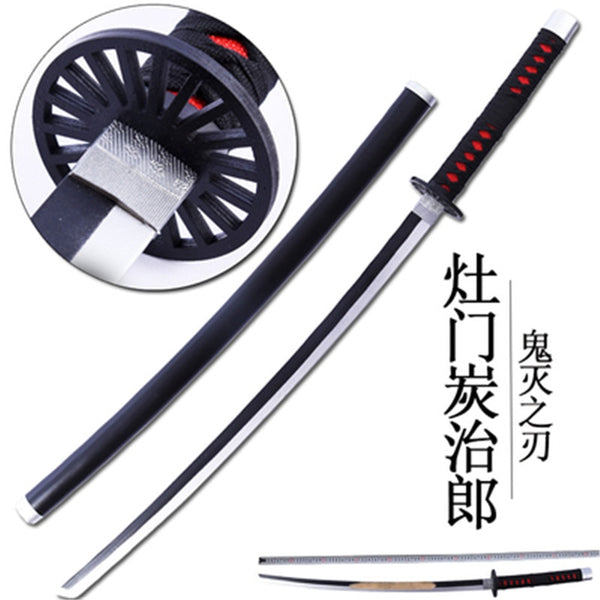 Kimetsu no Yaiba Schwert Waffe Demon Slayer Satoman Tanjiro Cosplay Schwert 1:1 Anime Ninja Messer PU 104cm Waffenstütze