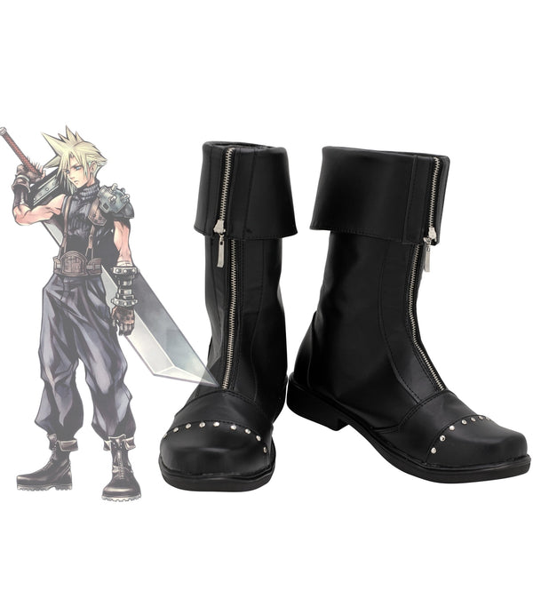 FF7 Cloud Strife Cosplay Boots Customized Black Shoes for Halloween Party Cosplay Shoes