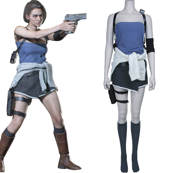 Evil 3 Jill Valentine Cosplay Costume Uniform Outfit Full Suit Adult Women Top+Shorts Halloween Carnival Costumes