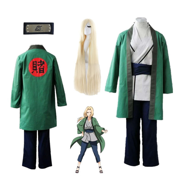 Anime cosplay/Tsunade Cosplay costume Halloween Green kimono with wigs comic cosplay