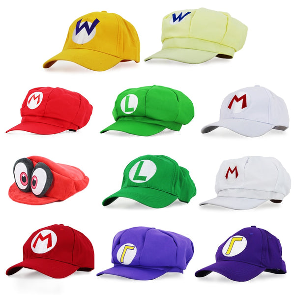 Anime Waluigi Wario Odyssey Cappy 3D Hats Cosplay Cartoon Baseball Hats Plush Toys