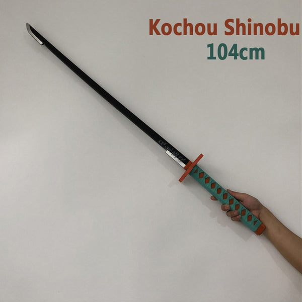 104cm Kimetsu no Yaiba Schwert Waffe Demon Slayer Kochou Shinobu Cosplay Schwert 1:1 Anime Ninja Messer PU Spielzeug grau