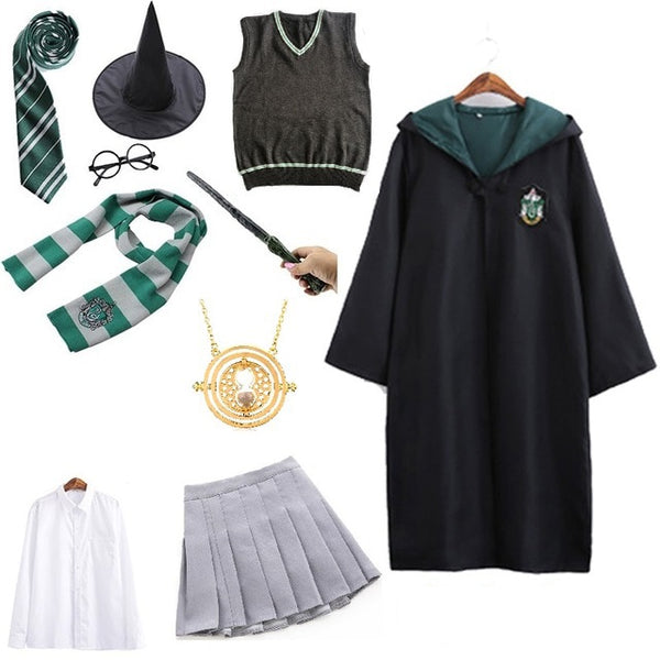 Unisex Kids Adult Magic School Uniform Granger Robe Cloak Dress Women Girls Wizard Clothes Pastor Halloween Costume