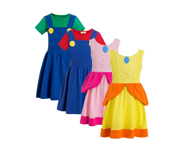 Prinzessin Peach Klassisches Mädchenkostüm Super Brüder Halloween Kinder Cosplay Kostüm Brüder